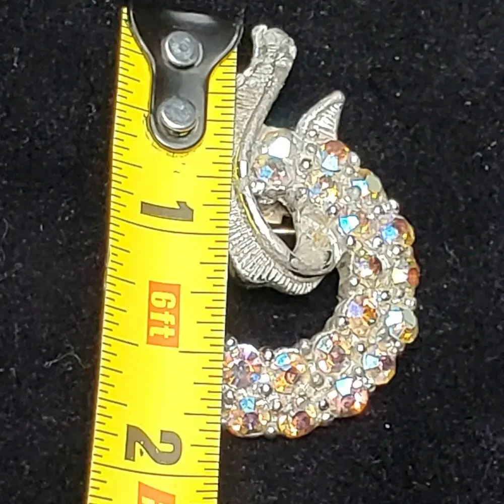 AB Rhinestones Silver Tone Brooch Unsigned 1.75
